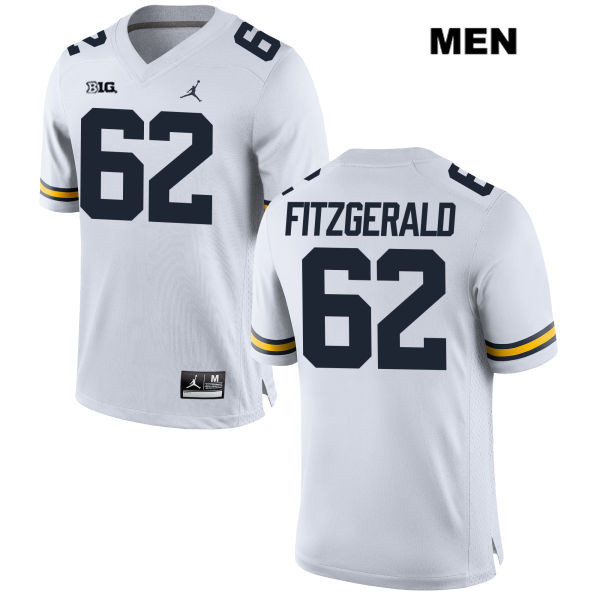 Men's NCAA Michigan Wolverines Sean Fitzgerald #62 White Jordan Brand Authentic Stitched Football College Jersey CN25L13BP